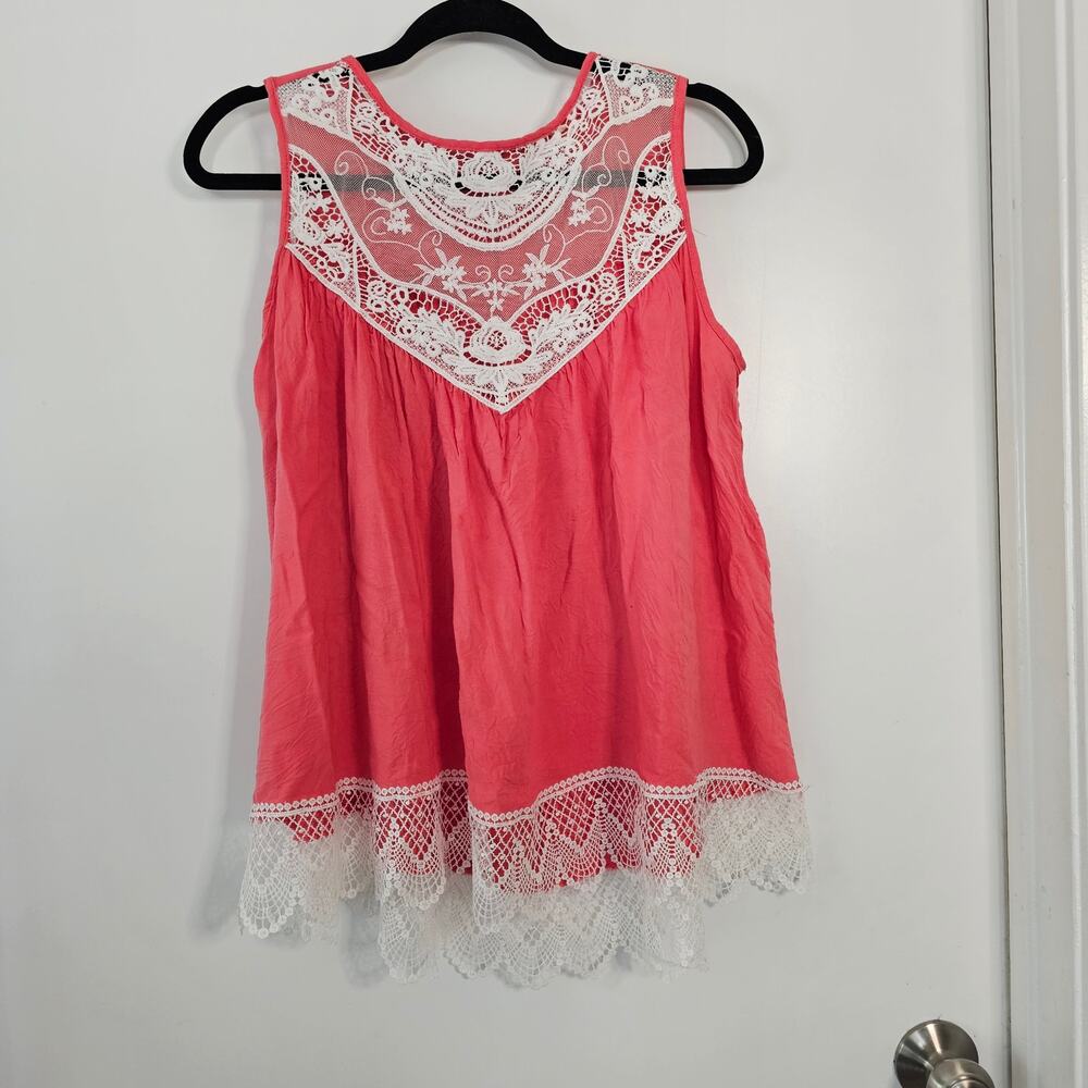 Lida Collection Women's Lace Sleeveless Blouse Pinky Peach L/XL